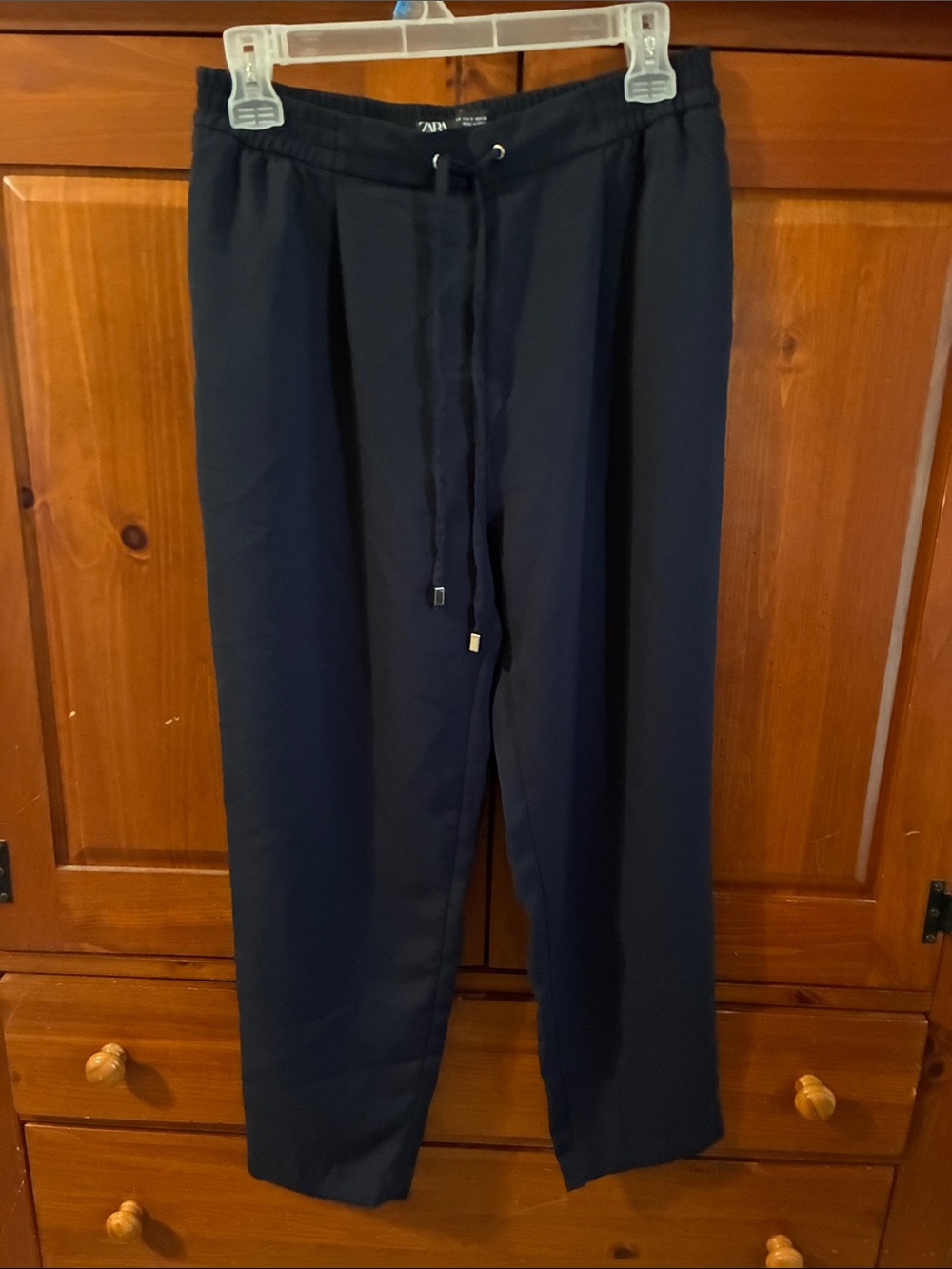 Zara Women's Navy Drawstring Trousers